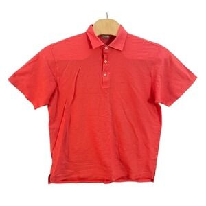 Martin Golf Polo Shirt Mens Large Coral Pink 100% Pima Cotton Ribbed Textured
